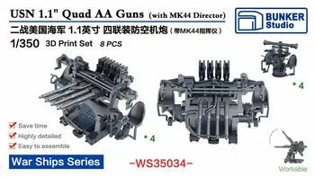 BUNKER WS35034 USN 1.1` Quad AA Armas (w/ Mk44 Diretor) (modelo de Plástico)